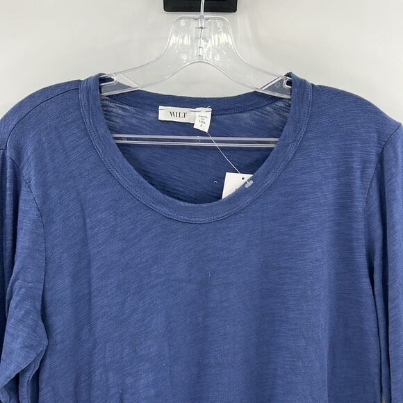 Wilt Women's Crew Long Sleeve Easy Crossover Raw Hem Top - Midnight - S - NWT - Picture 3 of 7